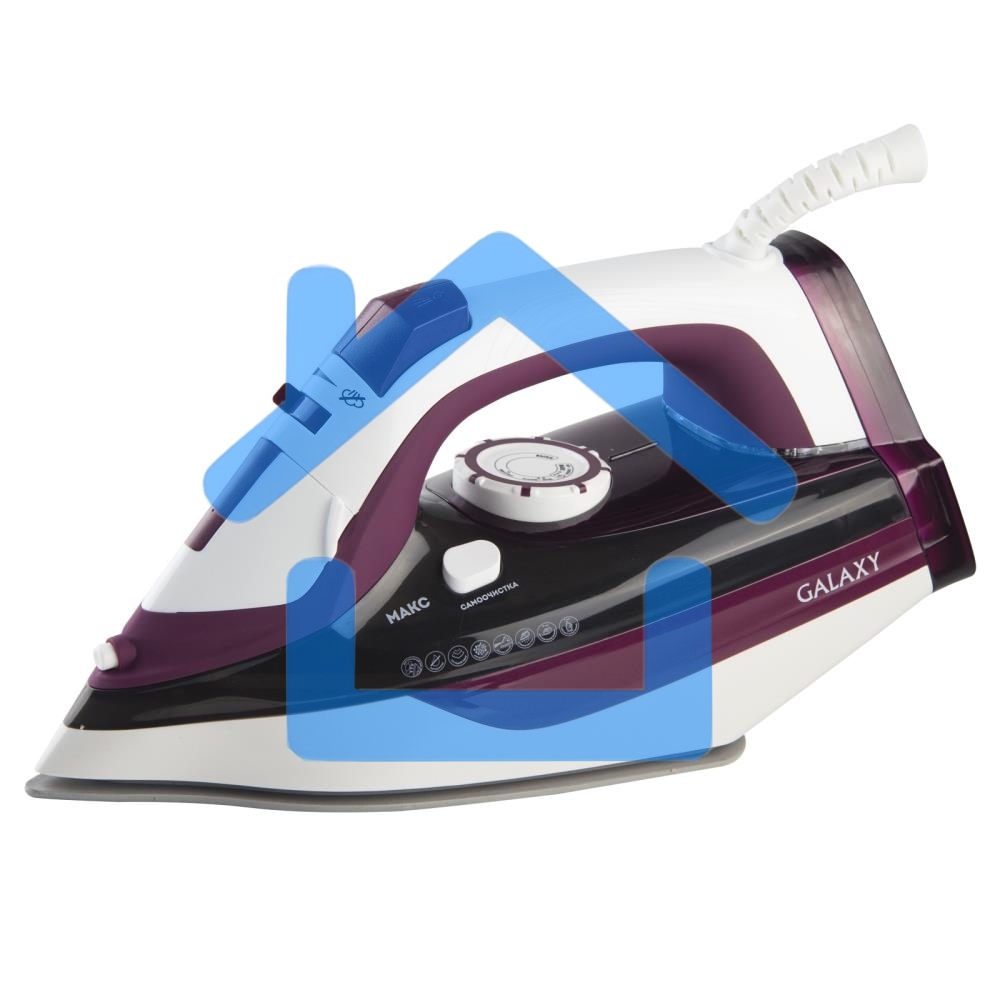Утюг Galaxy Line GL 6108, бордовый с белым, паровой, 2400 Вт, постоянный пар 50 г/мин, паровой удар 230 г/мин, функции: автоотключение, самоочистка, антикапля, антинакипь, вертикальное отпаривание, индикатор автоотключения, индикатор нагрева, функция увла