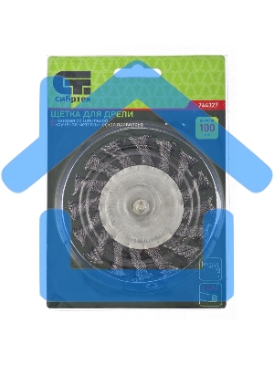 Щетка для дрели Matrix 100 мм, плоская со шпилькой, крученая металлическая проволока
