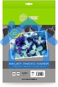 Фотобумага Cactus CS-GA4200100ED A4/200г/м2/100л./белый глянцевое для струйной печати