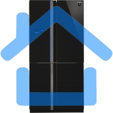 Холодильник Sharp SJ-FS97VBK черное стекло трехкамерный 393/207 л морозилка снизу