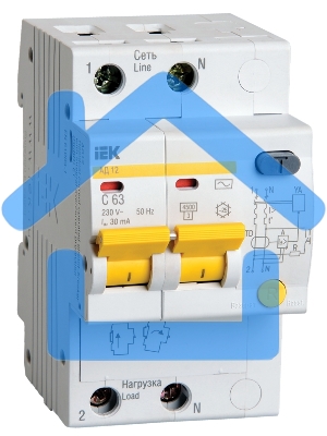 Выключатель автоматический дифференциального тока IEK АД12 2Р 10А 10мА