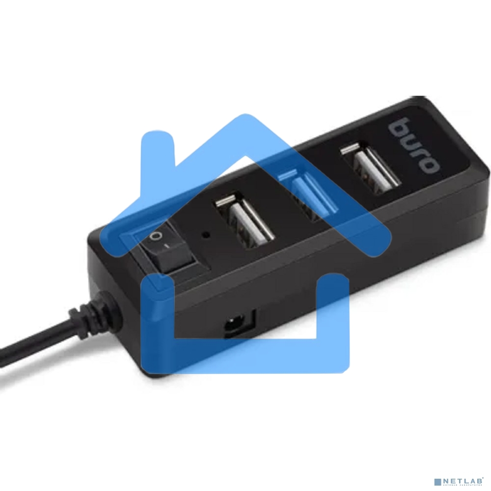 Разветвитель USB 2.0 Buro BU-HUB4-0.5L-U2.0 4порт. черный