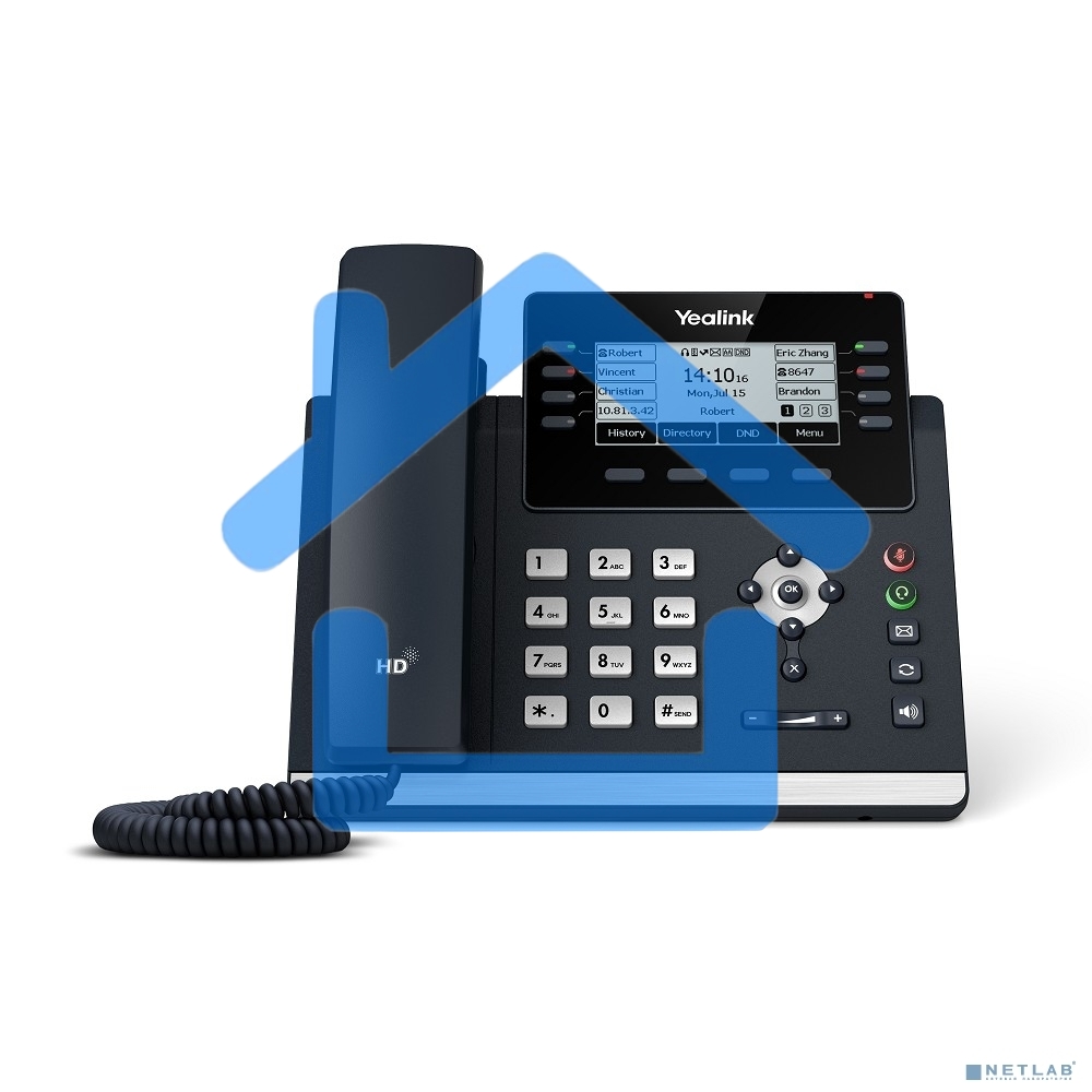 Ip-телфон YEALINK SIP-T43U, 12 аккаунтов, BLF, PoE, GigE, без БП, шт