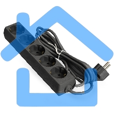 Удлинитель ExeGate ECE-5-1.8B (EX285819RUS), черный, 1,8 м, евровилка с заземлением, 5 евророзеток с заземлением, 2200 Вт