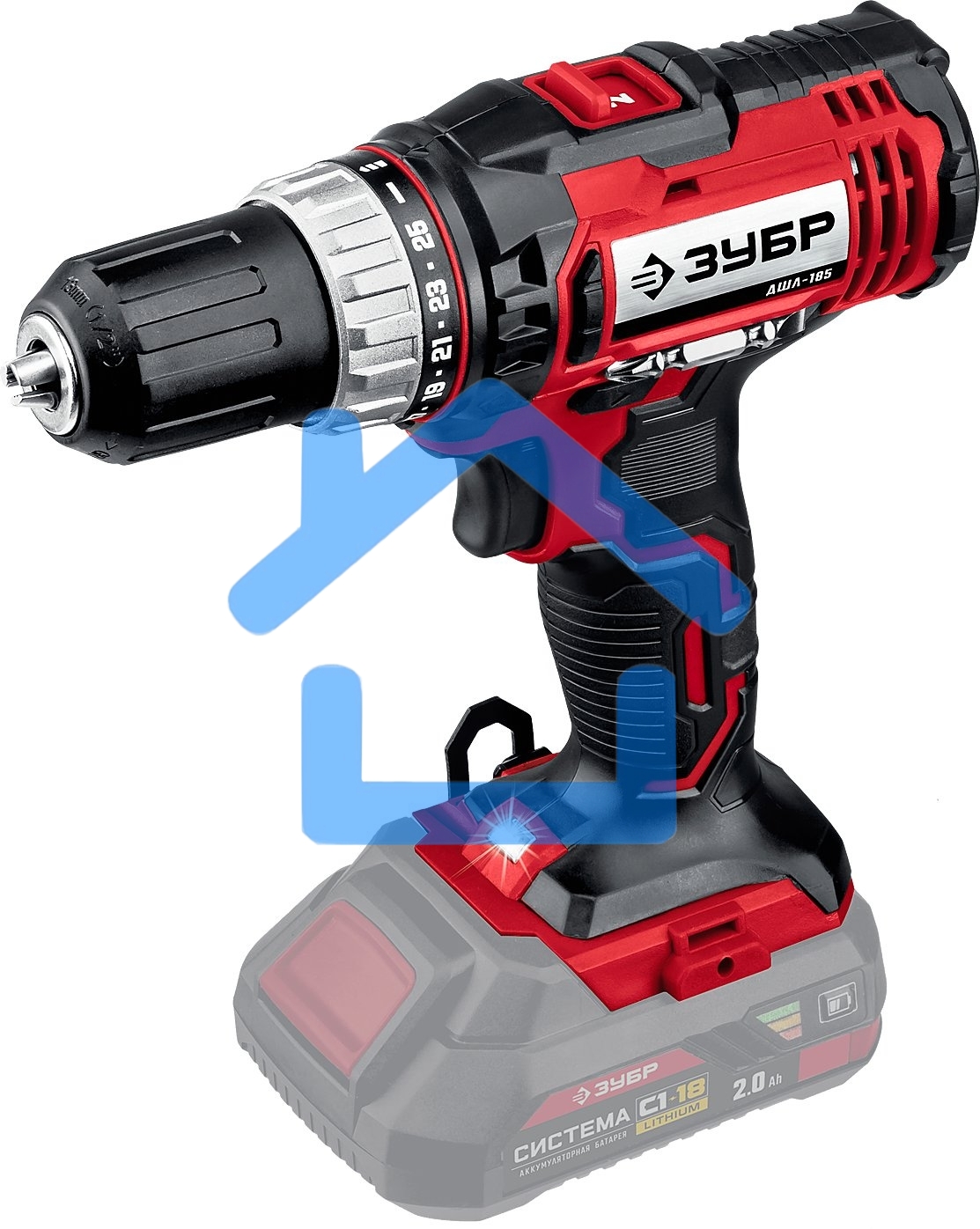 Дрель-шуруповерт ЗУБР ДШЛ-185, Аккумуляторная, 14,4В, Без АКБ и ЗУ