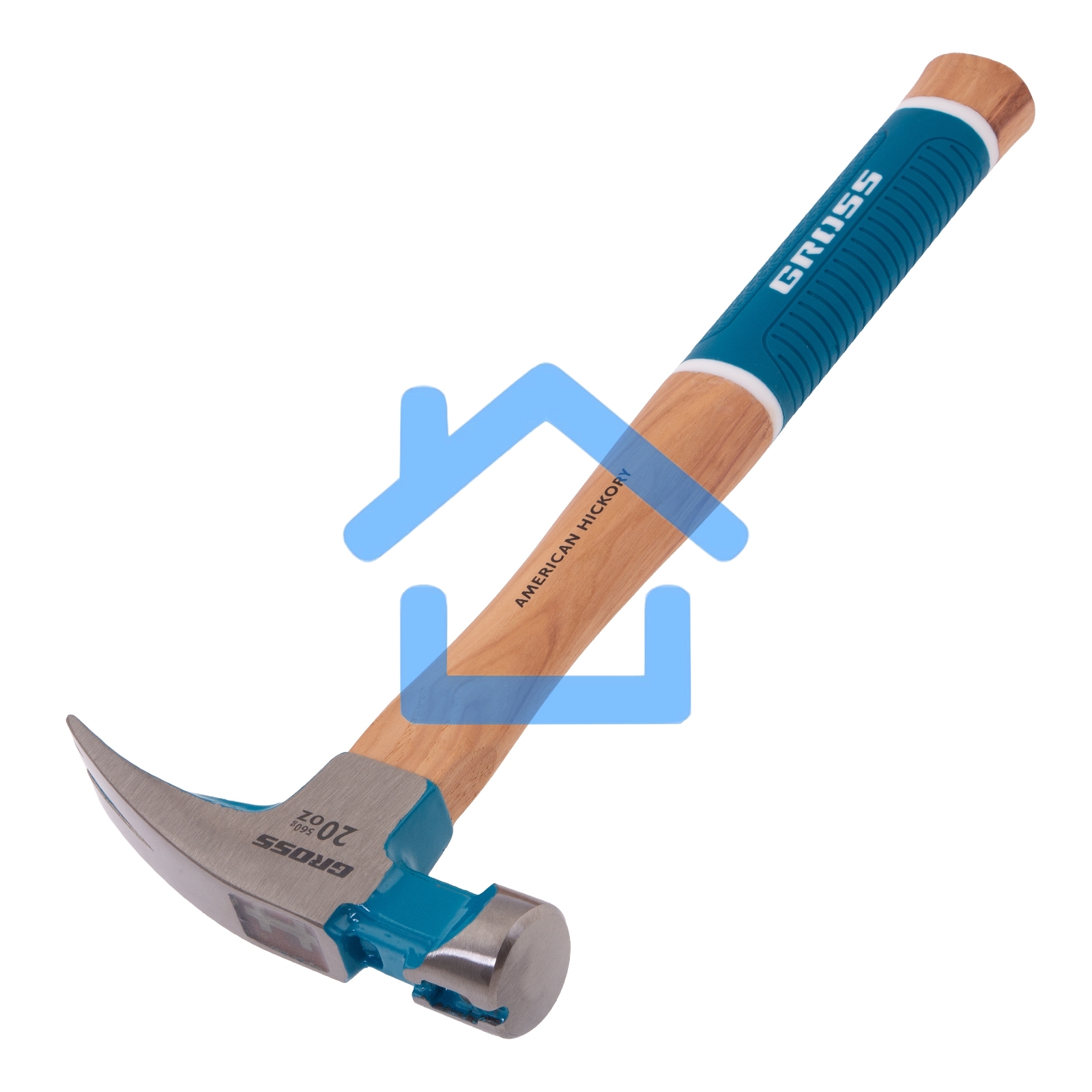 Молоток-гвоздодер,560 г, угол 75, магнит, обрезиненная рукоятка AMERICAN HICKORY GROSS