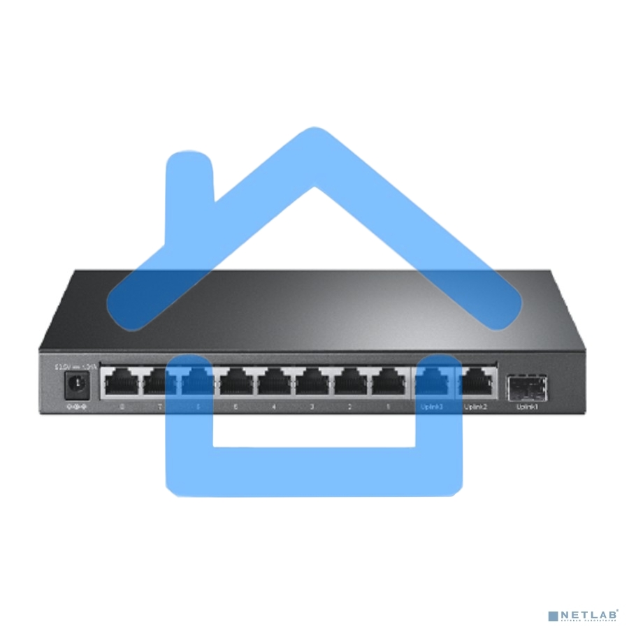 Настольный коммутатор TP-Link TL-SL1311P, 8 портов 10/100 Мбит/с с поддержкой PoE+, 2 гигабитных порта без поддержки PoE, 1 порт SFP, 802.3af/at, бюджет PoE — 65 Вт, стальной корпус