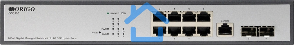 Коммутатор Managed L2 Switch 8x1000Base-T, 2x1000Base-X SFP, RJ45 Console, 19