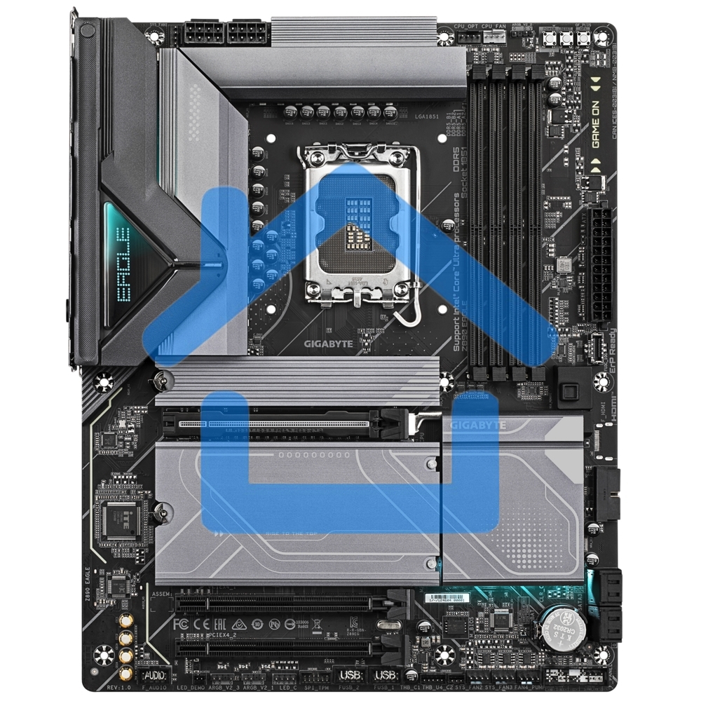 Материнская плата Gigabyte Z890 EAGLE, LGA 1851, Intel Z890, 4xDDR5, 4xSATA, 4xM.2, 1xPCIe 5.0 x16, 2xPCIe 4.0 x4, 1xDP, 1xUSB-C, 1x 2.5Gb LAN, 4xUSB-A 3.2 Gen 1, 2xUSB-A 3.2 Gen 2, 3x3.5 мм, 7.1, 1xUSB4, ATX