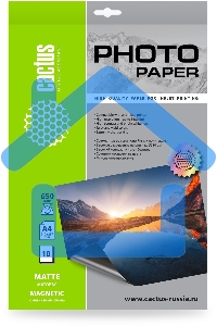 Фотобумага Cactus CS-MMA465010 A4/650г/м2/10л./белый матовое/магнитный слой для струйной печати