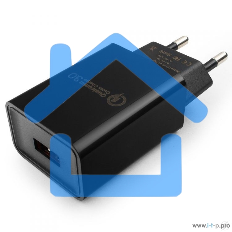 Адаптер питания Cablexpert MP3A-PC-17, QC 3.0, 100/220V - 1 USB порт 5/9/12V, черный