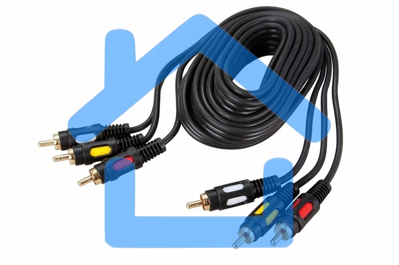 Шнур 3 RCA - 3 RCA, длина 1,5 м етра, черный (GOLD) Rexant 17-0212