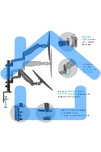 Кронштейн (держатель) ONKRON G140 для двух мониторов 13