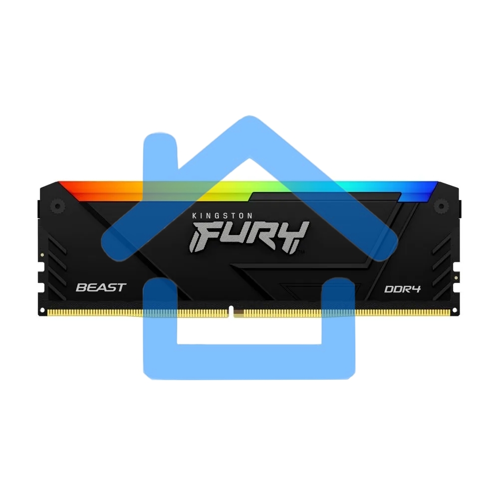 Оперативная память Kingston Fury Beast, DDR4, 16Gb (1x16Gb), 3200MHz, CL16, DIMM, радиатор, RGB, черный