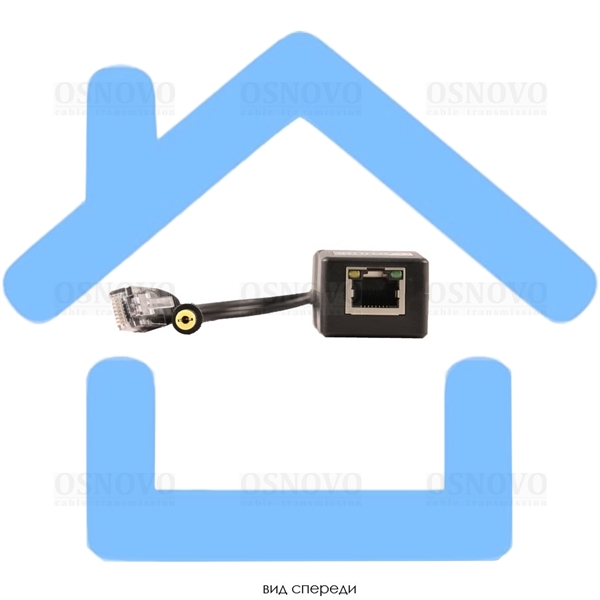Сплиттер PoE Splitter/2 Osnovo Fast Ethernet. PoE IEEE 802.3af.- RJ45(10/100 Base-T, IE