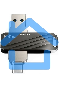Флешка USB Netac US11 черный 64 Gb USB Type-A + USB Type-C, metal/plastic case
