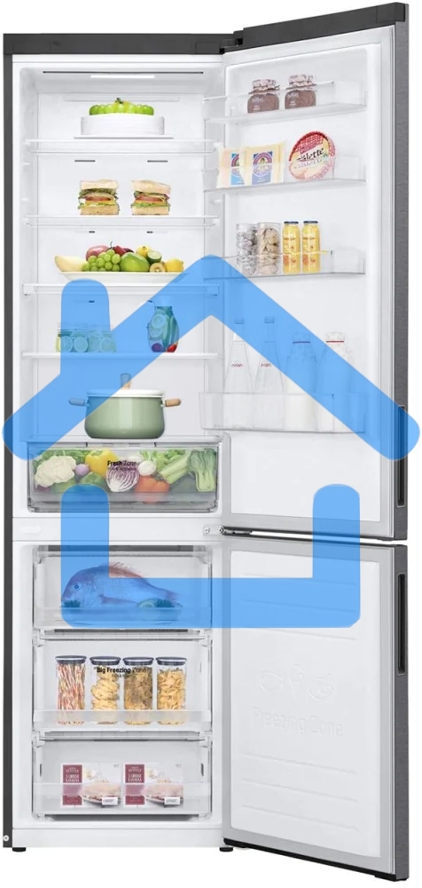 Холодильник LG GA-B509CLSL графитовый двухкамерный 277/107л морозилка снизу, No Frost