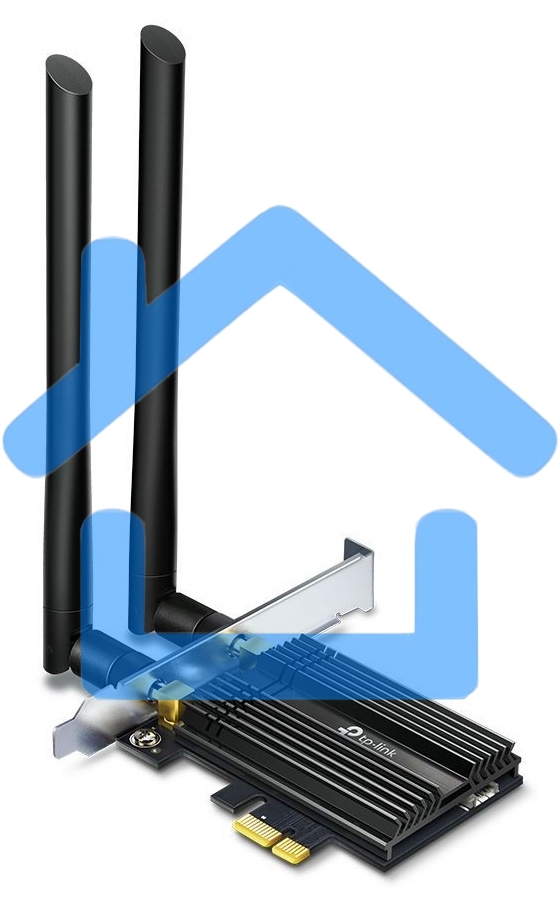 Адаптер 11AX 3000Mbps dual-band PCI-E adapter, 2402Mbps at 5G and 574Mbps at 2.4G, support Bluetooth 5.0, WPA2 encryption, two external Antennas.