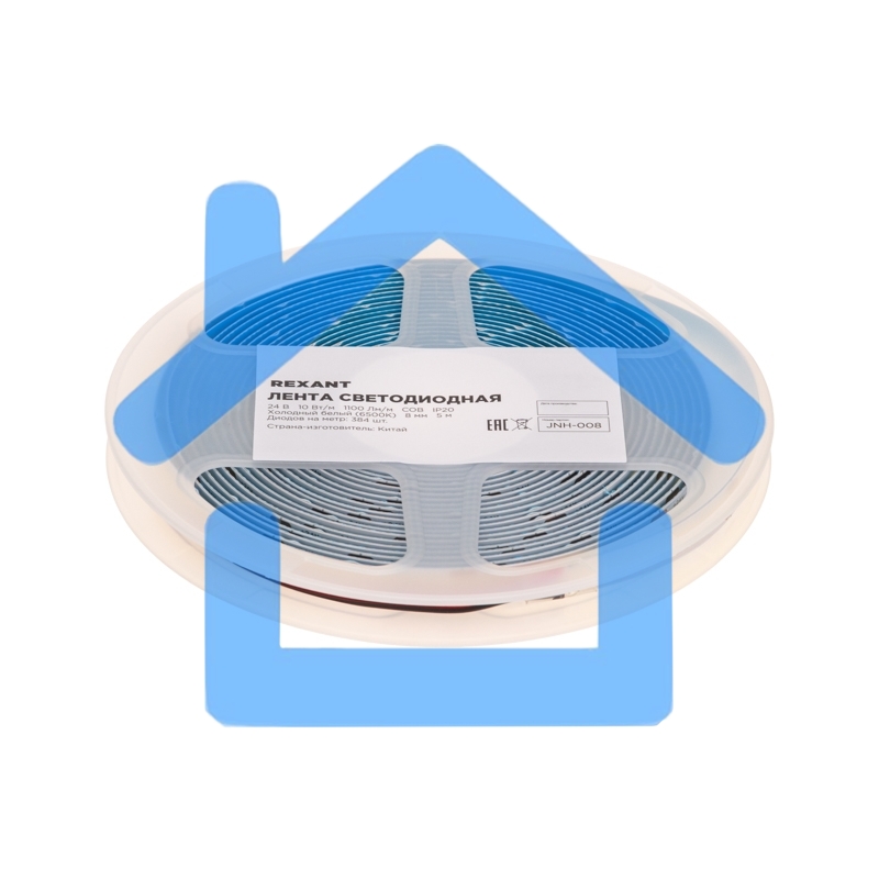 Лента светодиодная 24В, COB 10Вт/м, 384 LED/м, 6500K, 8мм, 5м, IP20 Rexant