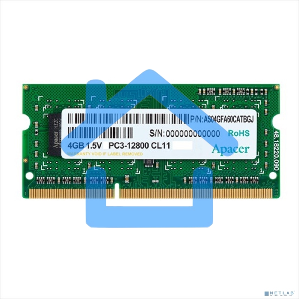 Оперативная память Apacer, DDR3, 4Gb (1x4Gb), 1600MHz, CL11, SO-DIMM
