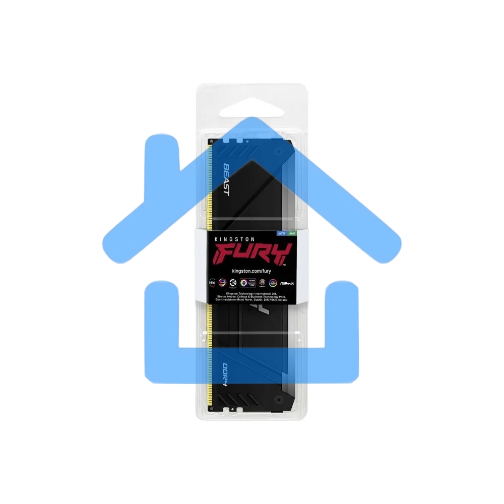 Оперативная память Kingston Fury Beast, DDR4, 16Gb (1x16Gb), 3200MHz, CL16, DIMM, радиатор, RGB, черный