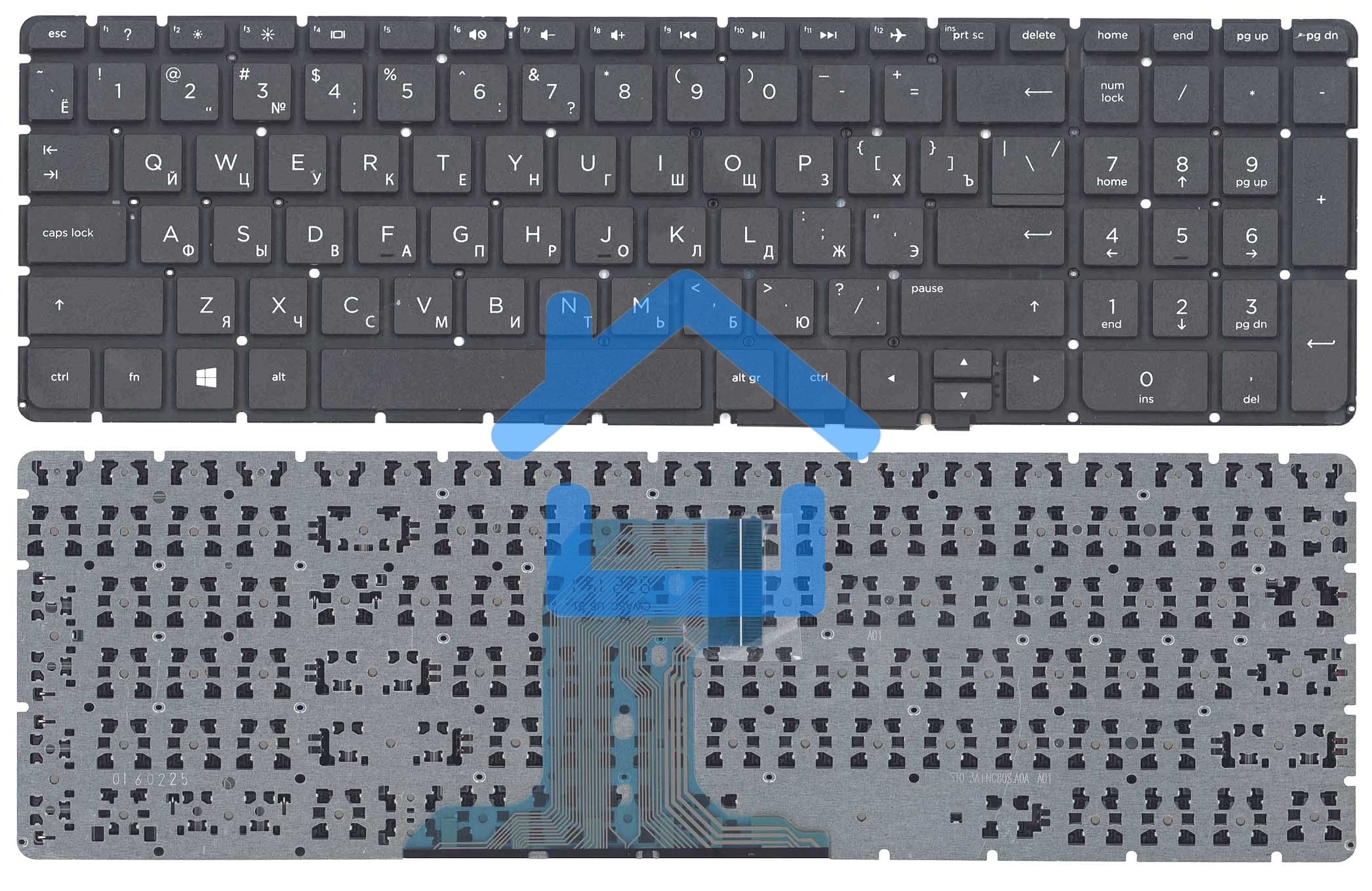 Клавиатура для ноутбука HP Pavilion 250 G4 G5, 255 G4, 15-af черная без рамки