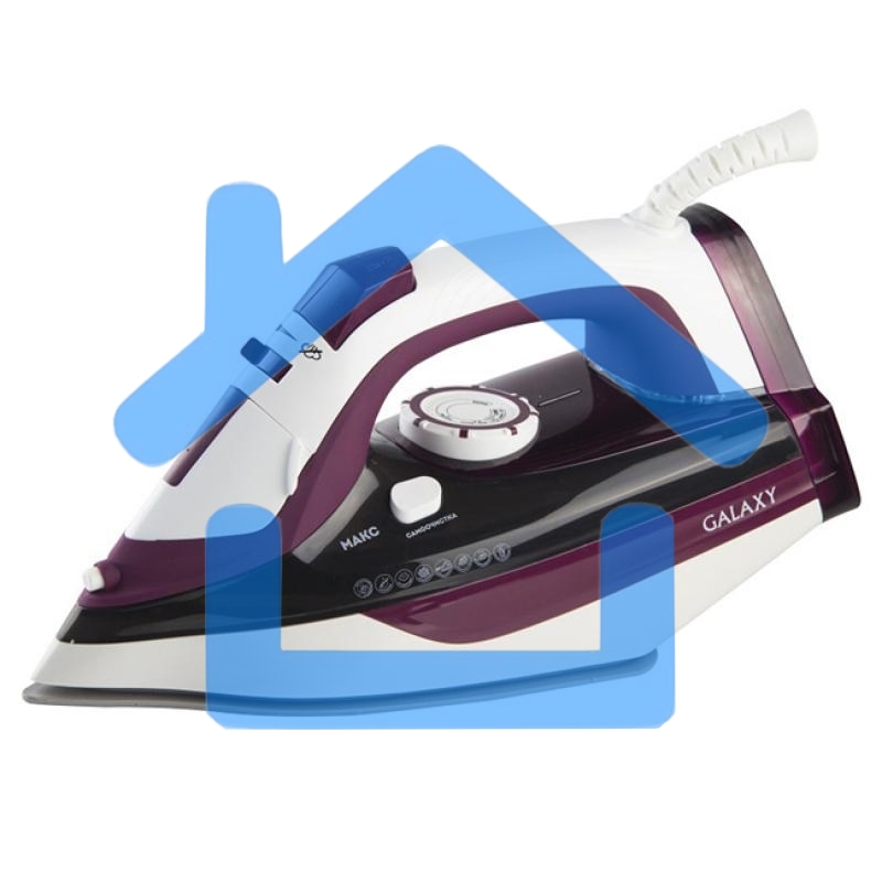 Утюг Galaxy Line GL 6108, бордовый с белым, паровой, 2400 Вт, постоянный пар 50 г/мин, паровой удар 230 г/мин, функции: автоотключение, самоочистка, антикапля, антинакипь, вертикальное отпаривание, индикатор автоотключения, индикатор нагрева, функция увла
