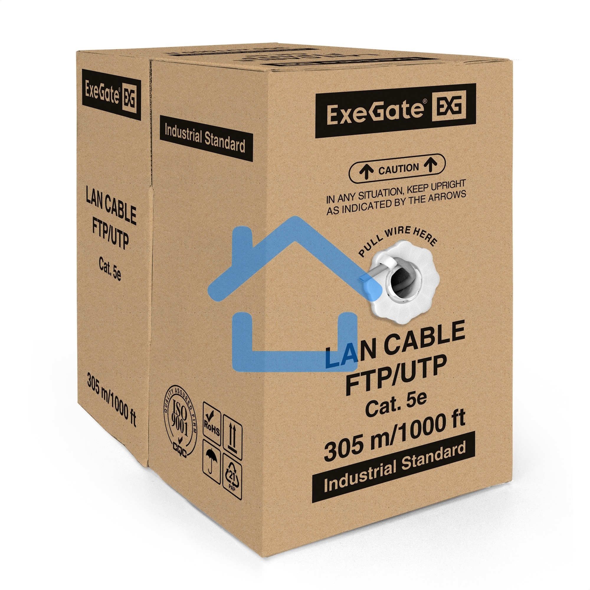 Кабель ExeGate EX289281RUS UTP4-C5e-CU-S25-IN-LSZH-GR-305 UTP 4 пары кат.5e медь, 25AWG, LSZH, бухта 305м, серый