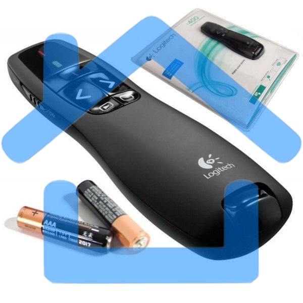 Презентер Logitech R400 черный, радиоканал, USB, кнопки - 5
