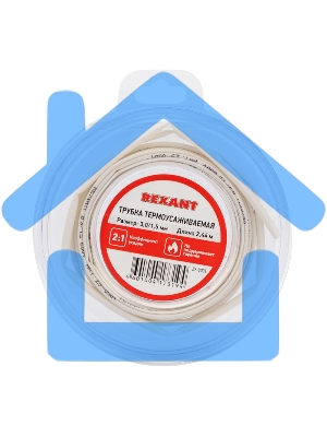 Трубка термоусаживаемая 3.0/1.5мм бел. ролик 2.44м Rexant 29-0001