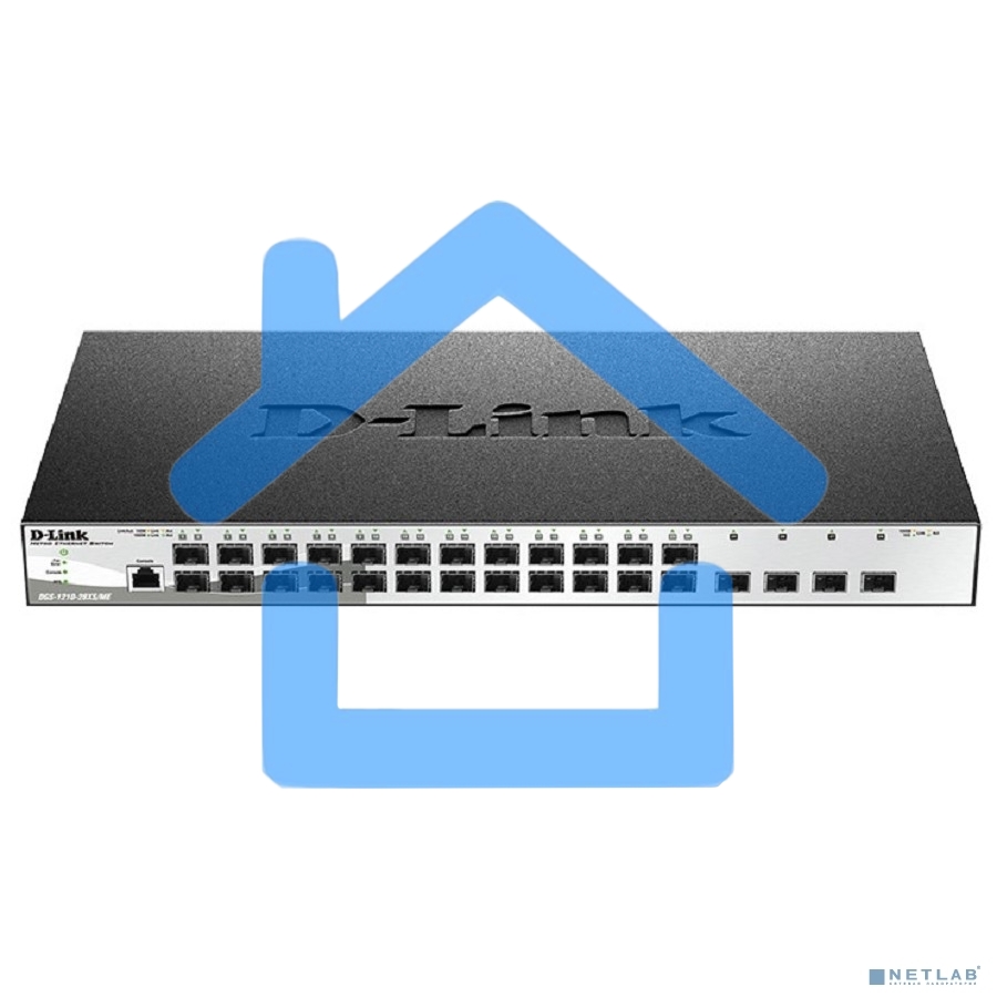 Коммутатор управляемый L2 DGS-1210-28XS/ME/B2A с 24 портами 100/1000Base-X SFP и 4 портами 10Gbase-X SFP+