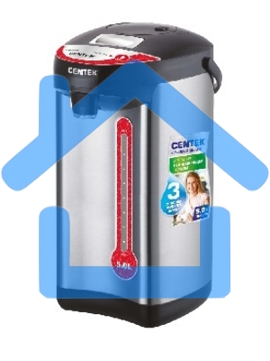 Термопот Centek CT-0082 черный, 5л, 750Вт, 3 способа подачи воды, корпус из нержавеющей стали