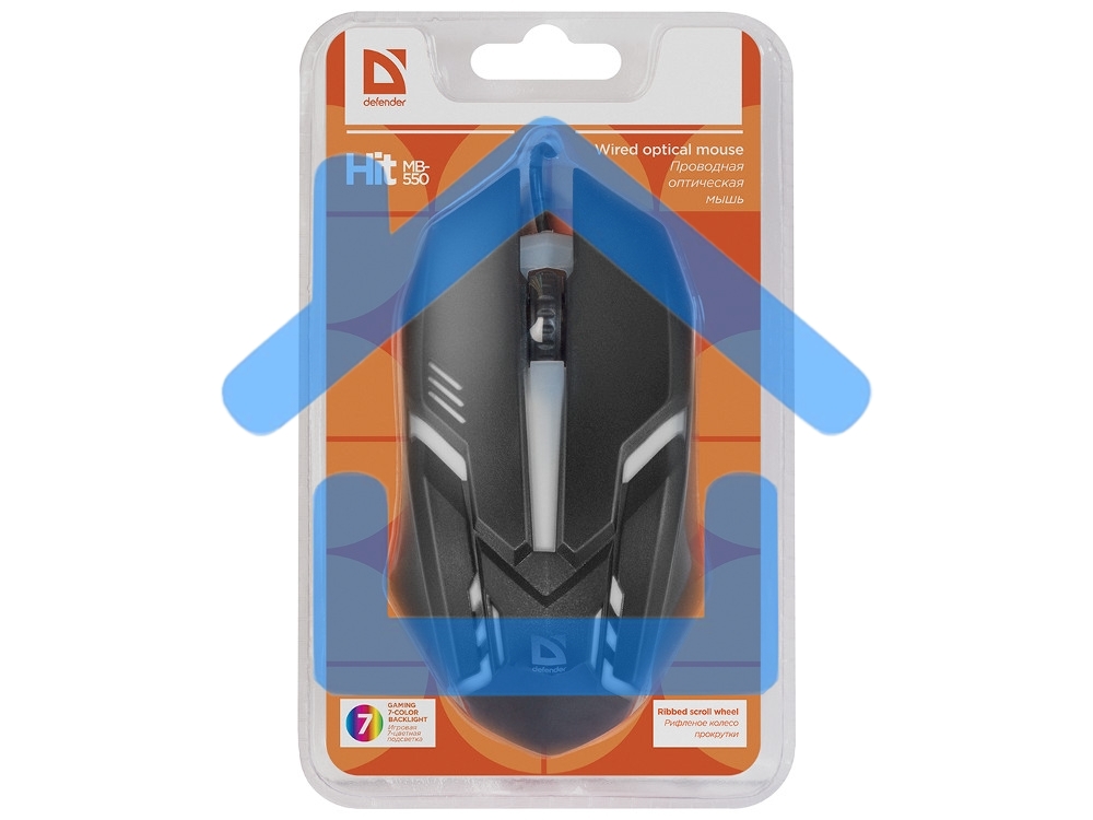 Мышь проводная Defender Hit MB-550 черный, 1600 dpi, USB, кнопки - 4