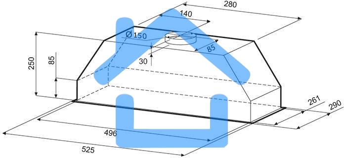 Вытяжка встраиваемая KRONA Runa 600 PB черный, 60 см, 845 куб. м/ч, 53 дБ