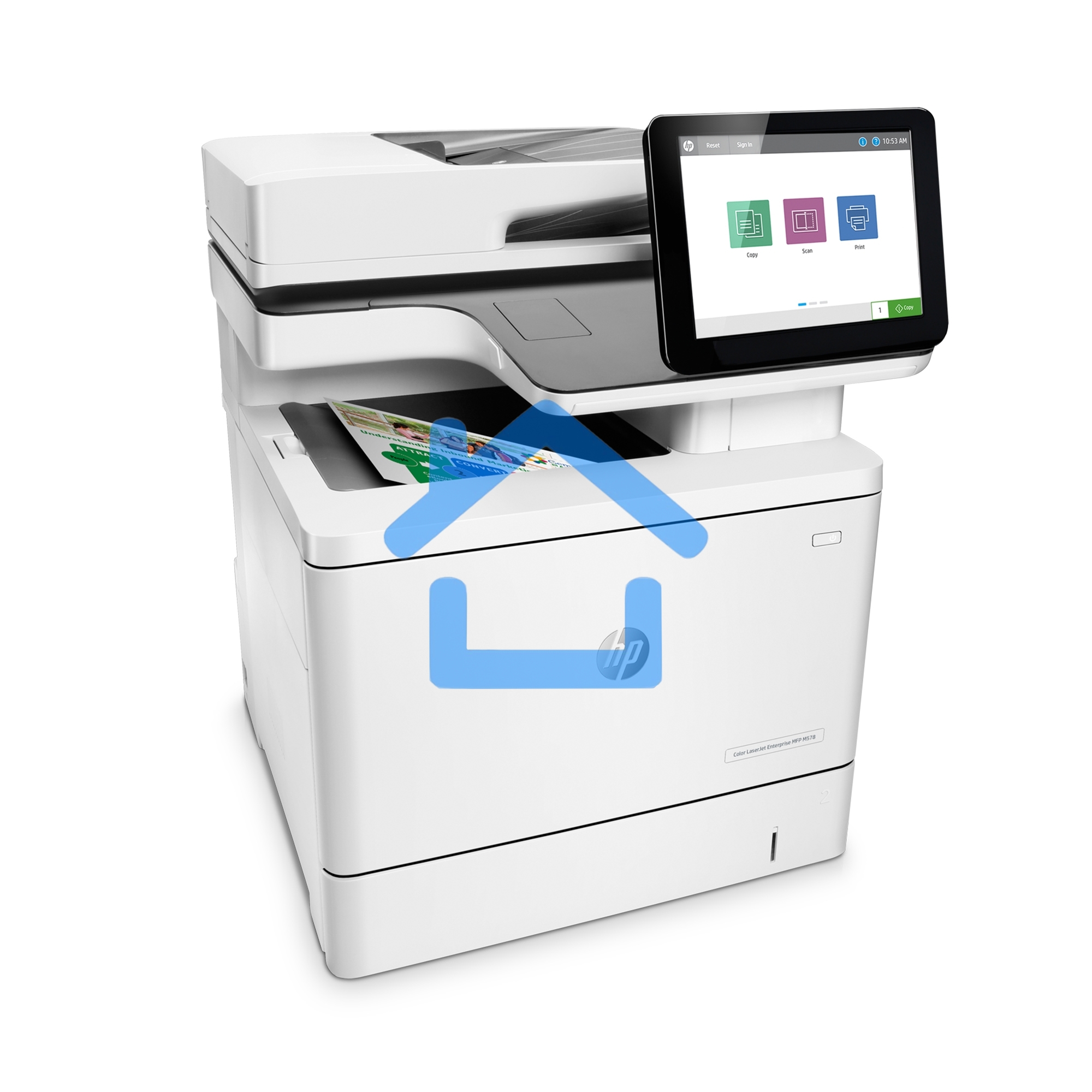 МФУ лазерное HP Color LaserJet Ent M578dn (7ZU85A), A4, цветной, печ. до 38 стр/мин., скан. до 43 стр/мин. (ч/б) 38 стр/мин. (цвет), 1200 x 1200 dpi (печать) 600x600dpi (скан.), USB, RJ-45, Air Print, Mopria