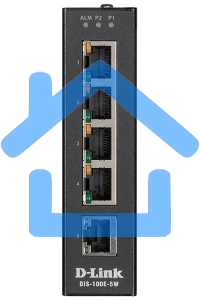 Промышленный неуправляемый коммутатор D-Link DIS-100E-5W/A1A с 5 портами 10/100Base-TX, функцией энергосбережения и поддержкой QoS