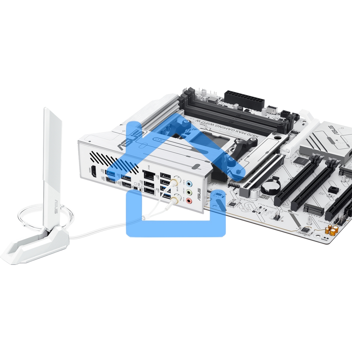 Материнская плата ASUS X870 MAX GAMING WIFI7 W, AM5, AMD X870, 4xDDR5, 4xSATA, 3xM.2, 1xPCIe 5.0 x16, 2xPCIe 4.0 x16, 1xPCIe 3.0 x16, 1xHDMI, 2xUSB Type-C (Display), 1x2.5Gb LAN, Wi-Fi 7, Bluetooth 5.4, 2xUSB-C 40Gbps, 1xUSB-A 10Gbps, 3xUSB-A 5Gbps, 4xUSB