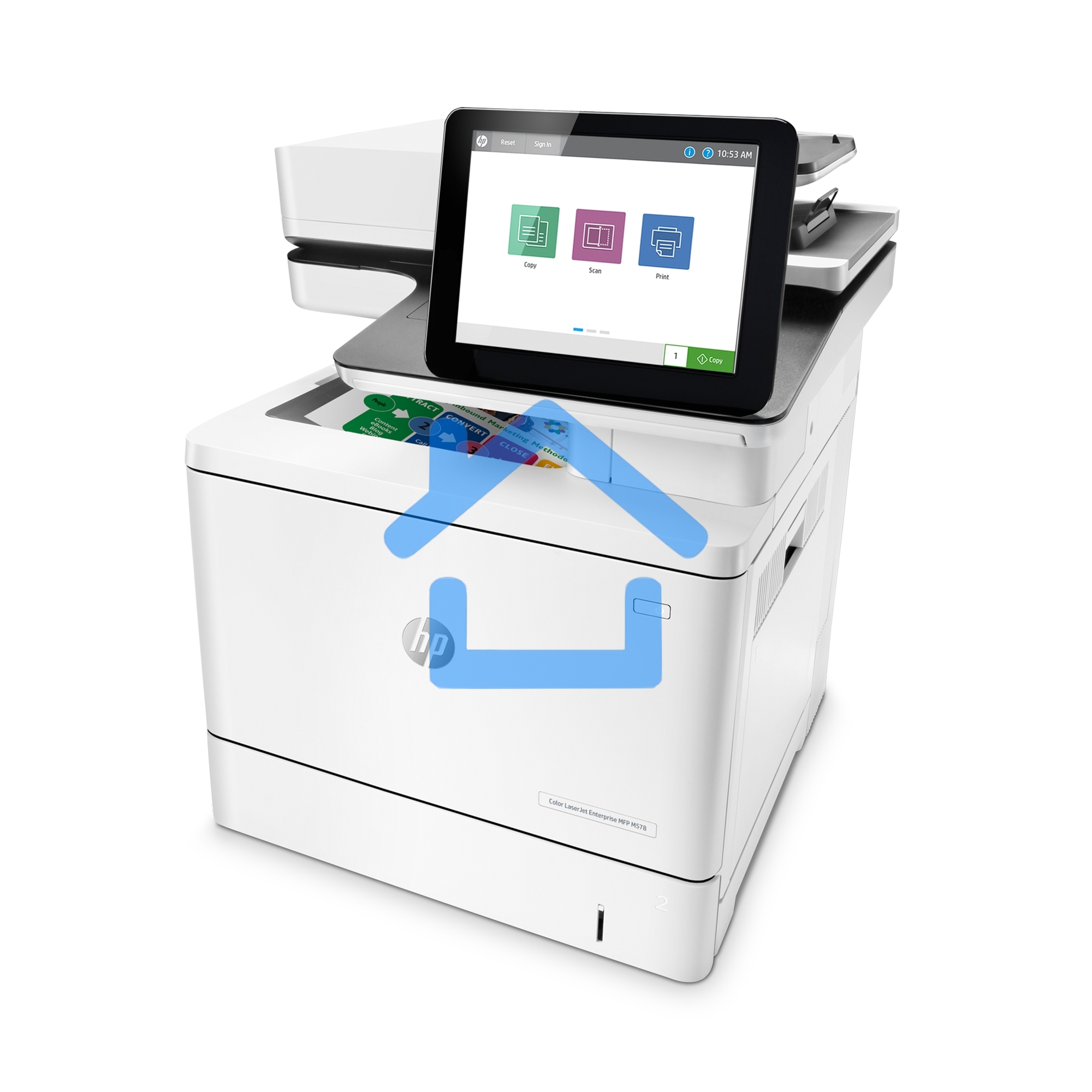 МФУ лазерное HP Color LaserJet Ent M578dn (7ZU85A), A4, цветной, печ. до 38 стр/мин., скан. до 43 стр/мин. (ч/б) 38 стр/мин. (цвет), 1200 x 1200 dpi (печать) 600x600dpi (скан.), USB, RJ-45, Air Print, Mopria