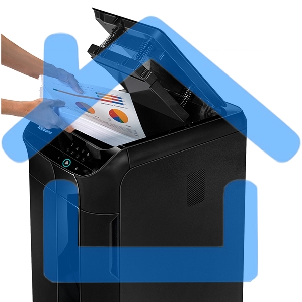 Шредер Fellowes AutoMax 350C (секр.P-4)/фрагменты/350лист./68лтр./скрепки/скобы/пл.карты/CD