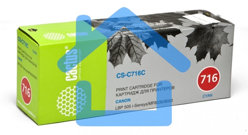 Картридж лазерный Cactus CS-C716C Cyan голубой (1500 стр.) для Canon i-Sensys MF8030/MF8030cn/MF8050/LBP 5050