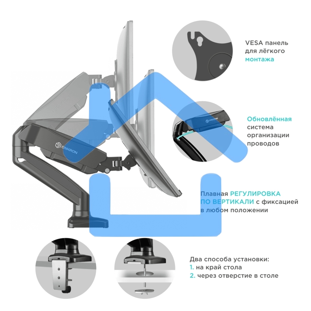 Кронштейн ONKRON G160 для монитора 13