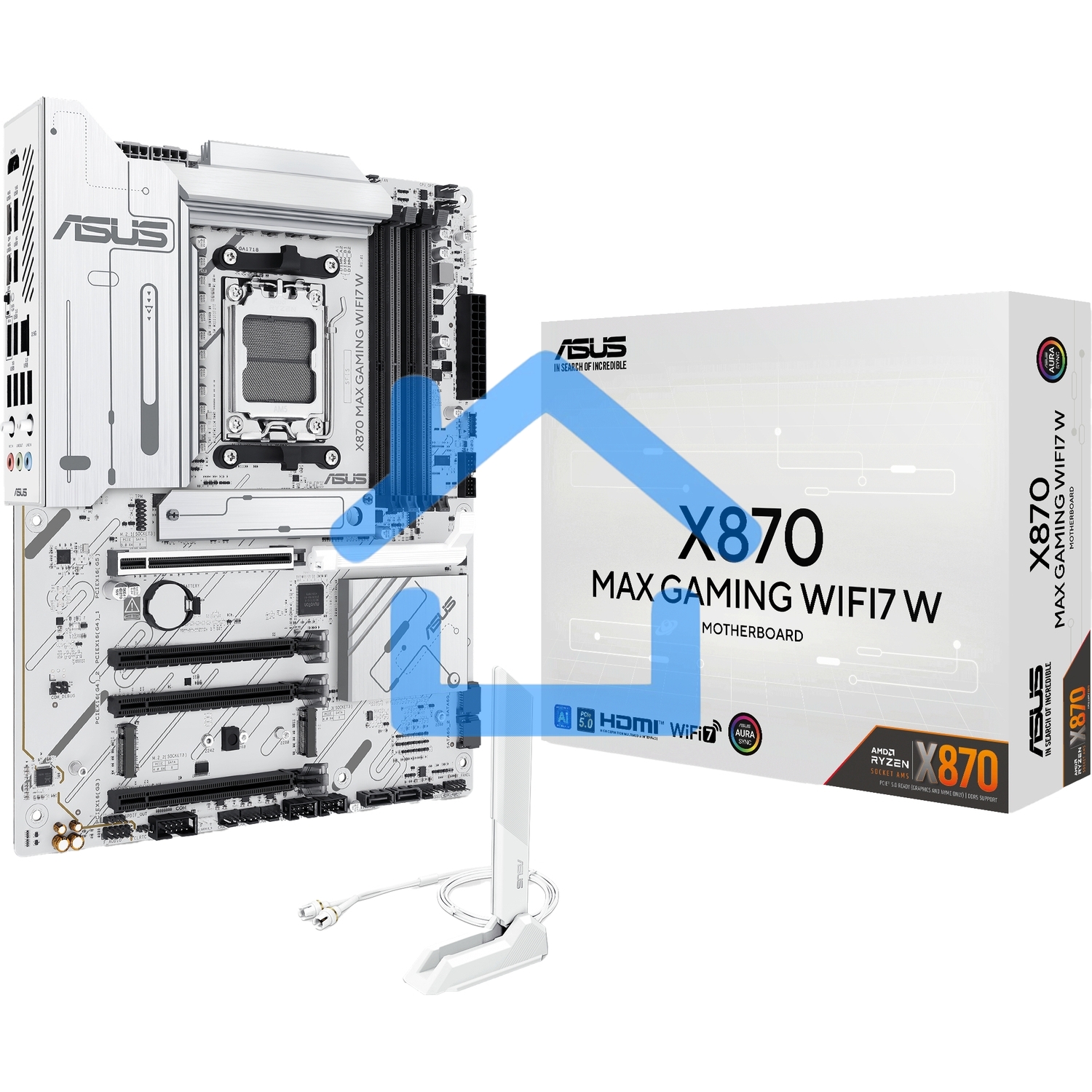 Материнская плата ASUS X870 MAX GAMING WIFI7 W, AM5, AMD X870, 4xDDR5, 4xSATA, 3xM.2, 1xPCIe 5.0 x16, 2xPCIe 4.0 x16, 1xPCIe 3.0 x16, 1xHDMI, 2xUSB Type-C (Display), 1x2.5Gb LAN, Wi-Fi 7, Bluetooth 5.4, 2xUSB-C 40Gbps, 1xUSB-A 10Gbps, 3xUSB-A 5Gbps, 4xUSB