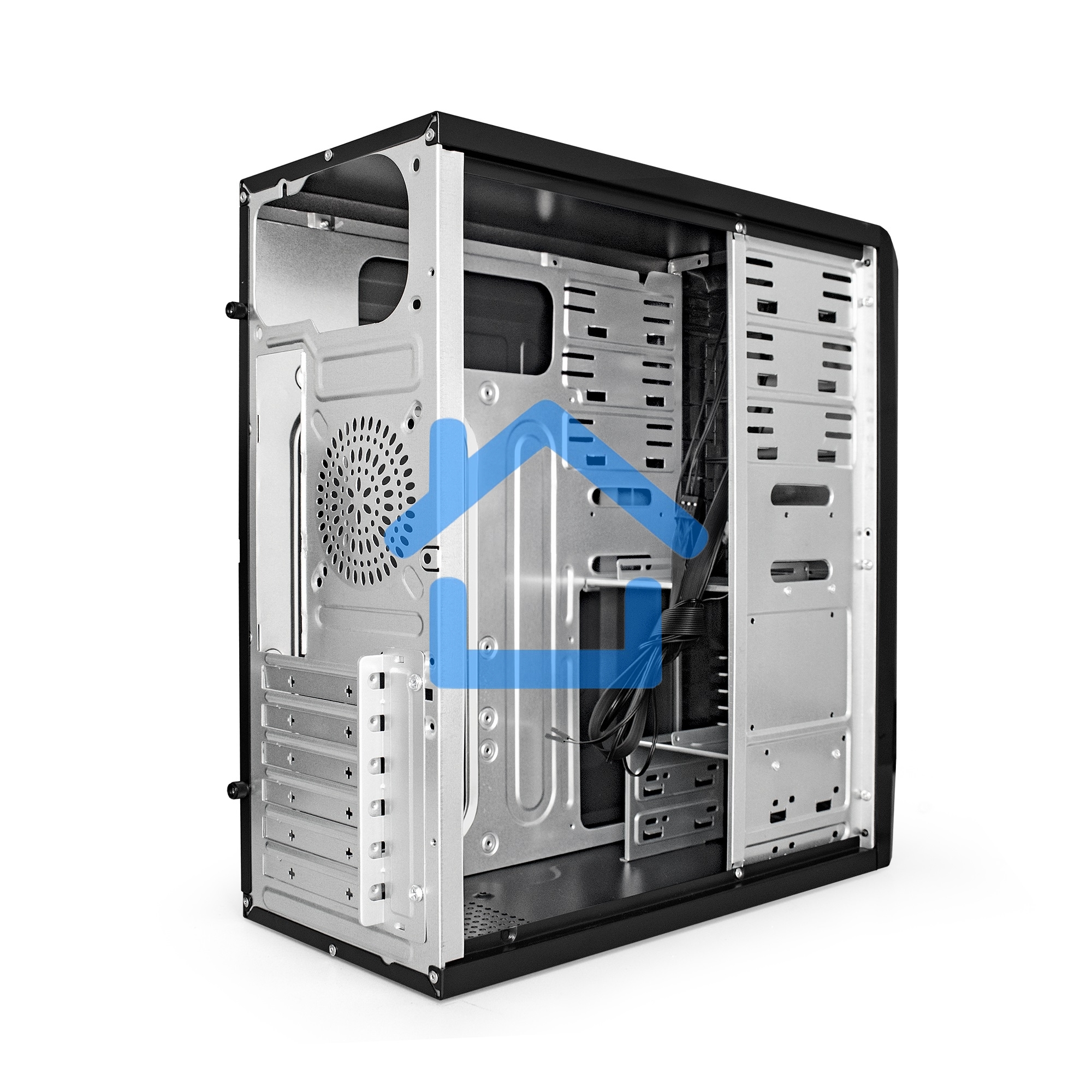 Компьютерный корпус Miditower ExeGate CP-601-UNS350 (ATX, БП UNS350 с вент. 12см, 2*USB, аудио, черный)