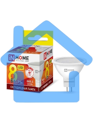 Лампа светодиодная LED-JCDR-VC 8Вт 230В GU5.3 3000К 720лм IN HOME 4690612020327