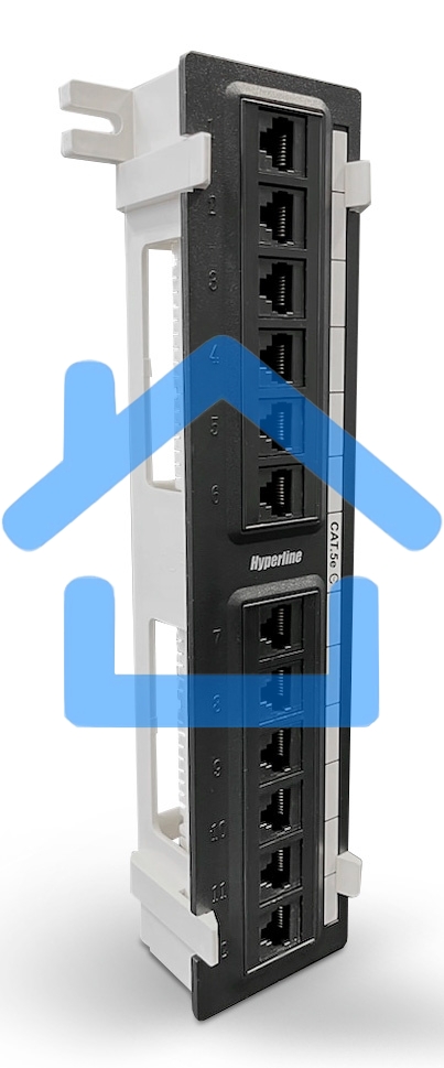 Монтажное оборудование Hyperline PPW-12-8P8C-C5e Патч-панель настенная, 12 портов RJ-45(8P8C), категория 5е, с подставкой