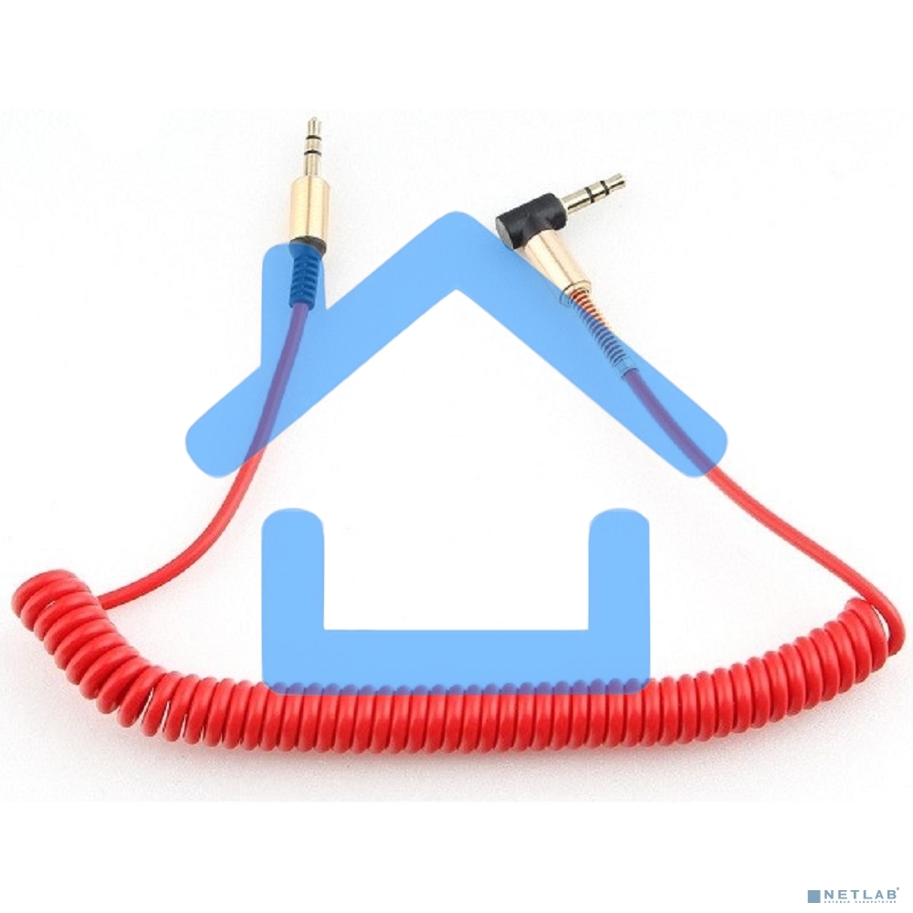 Кабель Cablexpert аудио 90˚ спиральный CCAB-02-35MMLC-1.8MR. 3.5 Jack (M)/3.5 Jack (M), красный, 1.8м, блистер