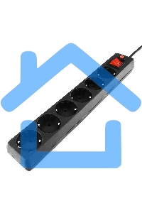 Сетевой фильтр Гарнизон 6р, 10А, 7м, ур.защиты 4, черный, пакет