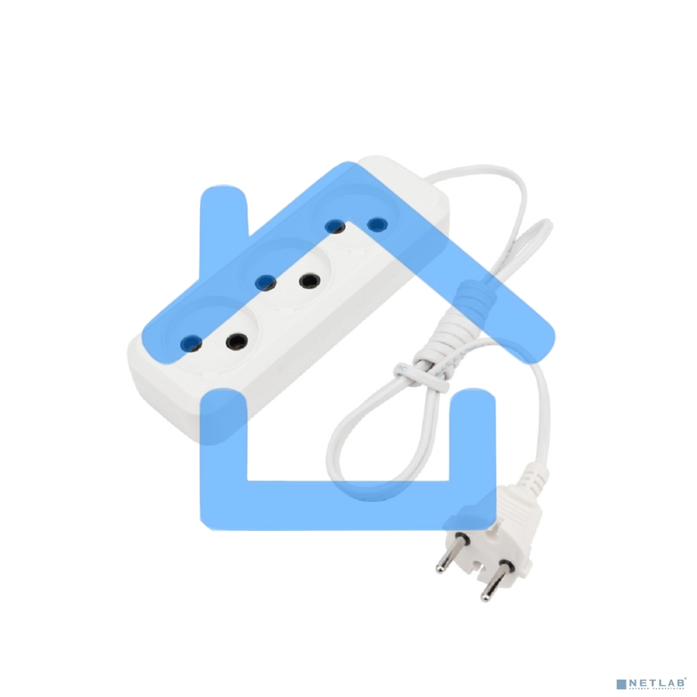 Удлинитель Rexant 3 гнезда, 1.5 м, 2х0.75 мм², б/з, белый (Сделано в России)