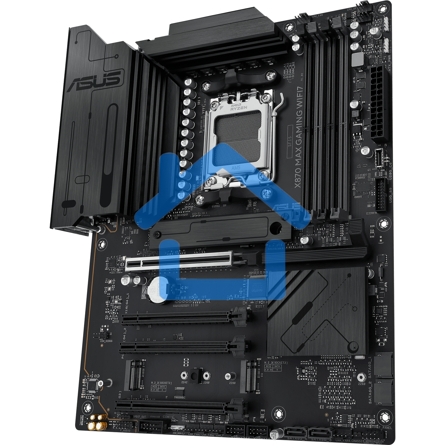 Материнская плата ASUS X870 MAX GAMING WIFI7, AM5, AMD X870, 4xDDR5, 4xSATA, 3xM.2, 1xPCIe 5.0 x16, 2xPCIe 4.0 x16, 1xPCIe x1, 1xHDMI, 2xUSB-C 40Gbps (USB4), 1xUSB-A 10Gbps, 3xUSB-A 5Gbps, 4xUSB-A 2.0, 1x2.5Gb LAN, Wi-Fi 7, Bluetooth 5.4, 3x3.5 мм, 7.1, A