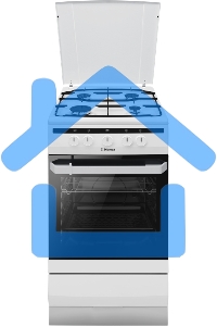 Плита газовая Hansa FCGW51003 белый, конфорок 4 шт, духовка 56 л, 50 см x 85 см x 60 см